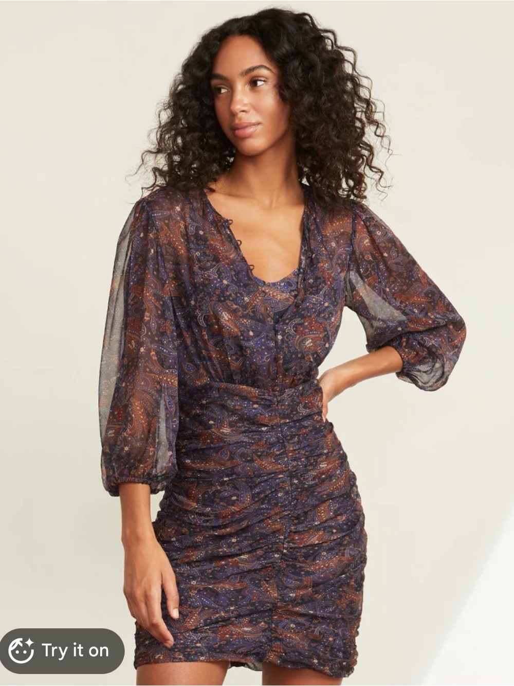Veronica Beard Kerri Paisley Silk Mini Dress